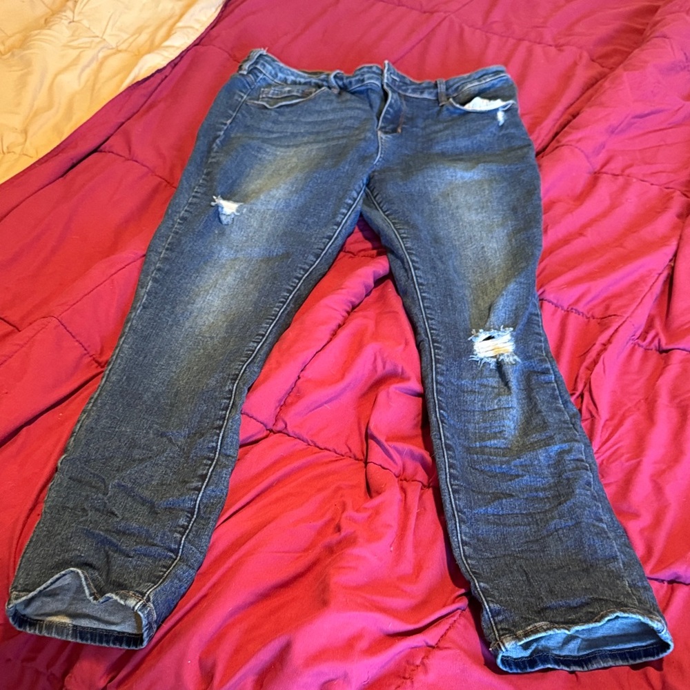 PacSun low rise Skinniest Dark Blue Distressed Jeans